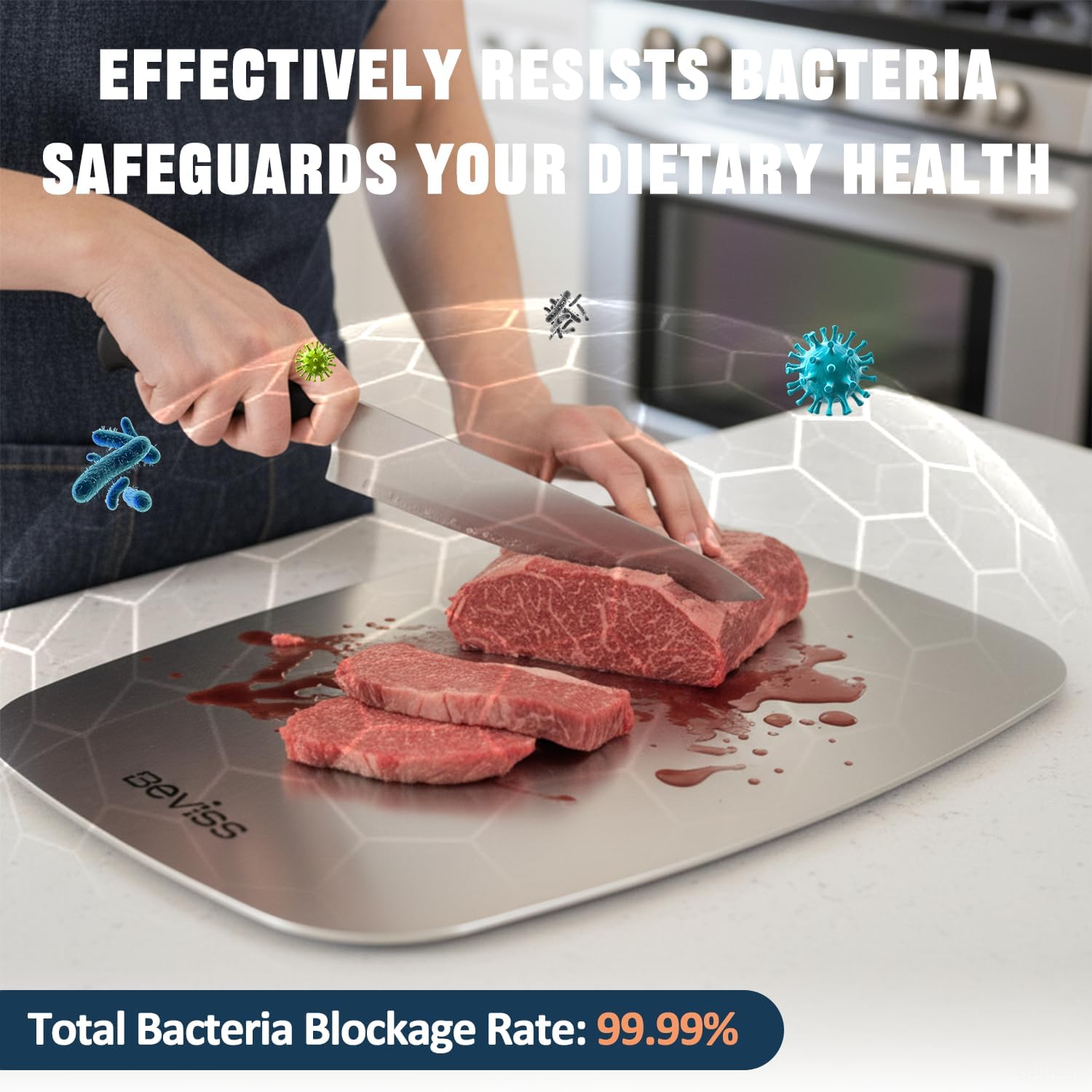 Cutting Board Non-Toxic, 304 Stainless Steel Cutting Board Double Sided, 11.45 x 8.15 Chopping Board for Kitchen, Dishwasher Safe Chopping Board for Meat, Vegetables or Fruit